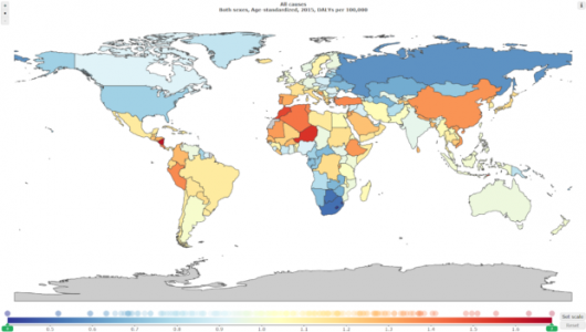 Map of health outcomes compared to expected health outcomes based on development status