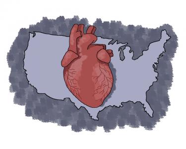 Image of a heart and the United States