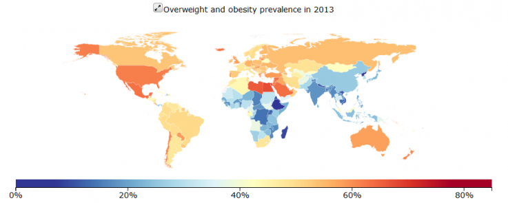 Map of Obesity Prevalence in 2013