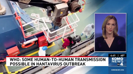 A news anchor talks about the hantavirus outbreak 