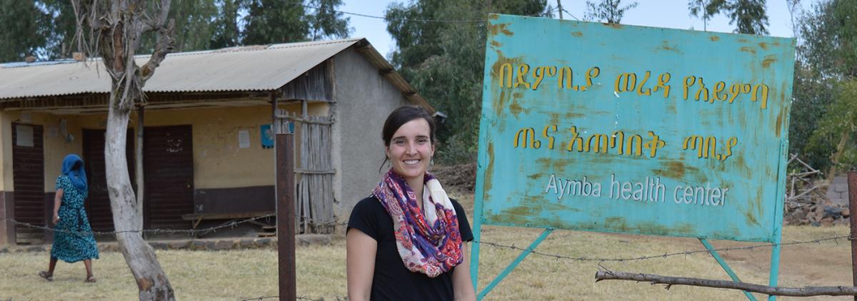Anna Bazinet in front of Clinic in Ethiopia