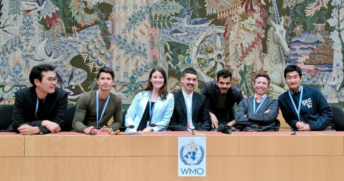 Photo of WMO interns and Nathaniel, in Switzerland