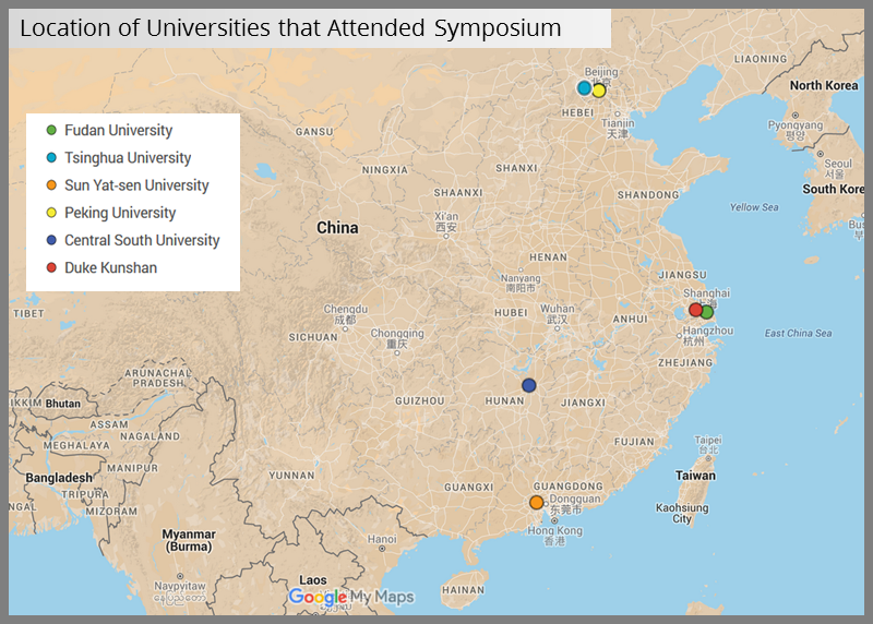Map of Chinese Universities attneding Symposium