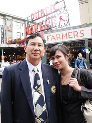 Nuttada with her father at Pike Place Market