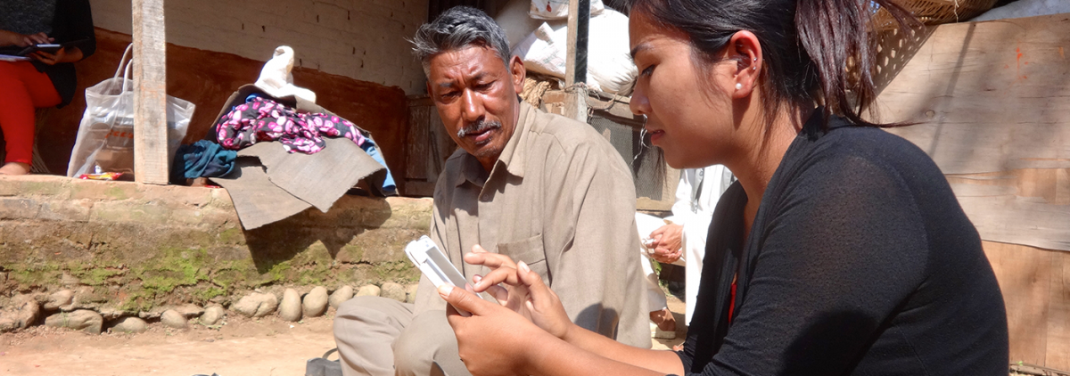 Conducting interviews in Dhulikhel with a verbal autopsy tool. 