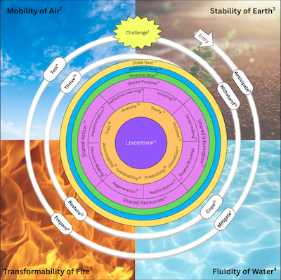 An infographic of the synergistic resilience compass.