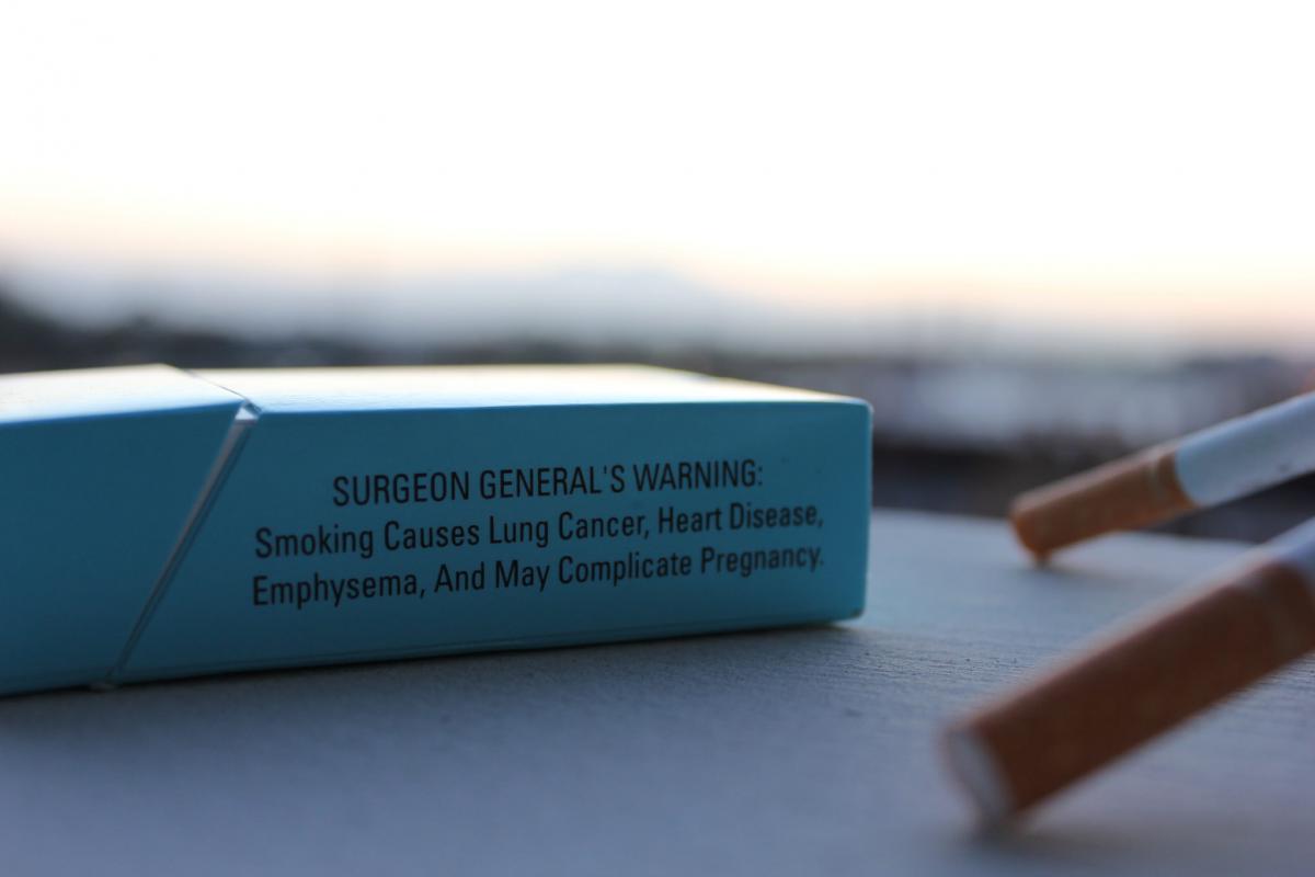 Photo of a cigarette warning label