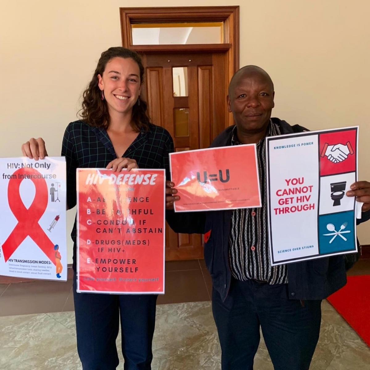Alexis Anderson with her HIV-education posters