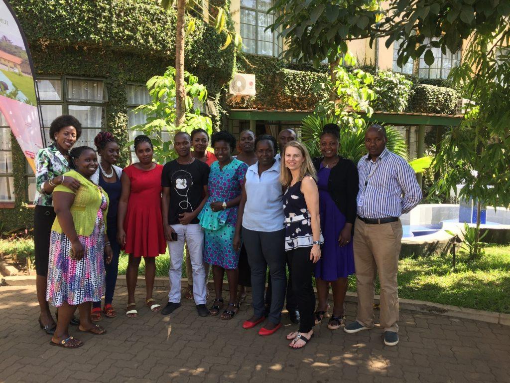 Photo of Dr. Alison Drake and the mCUBE research team at a January 2018 training in Kisumu, Kenya