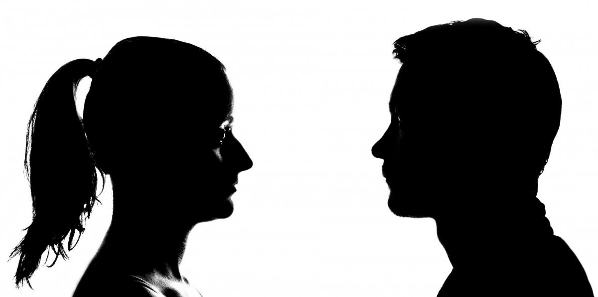 Silhoutte of woman and man